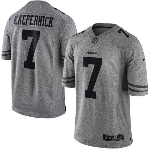 Men's Elite Colin Kaepernick Nike Jersey Gray - #7 Gridiron NFL San Francisco 49ers